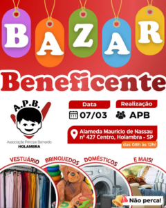 Bazar Solidário da APB março 2026